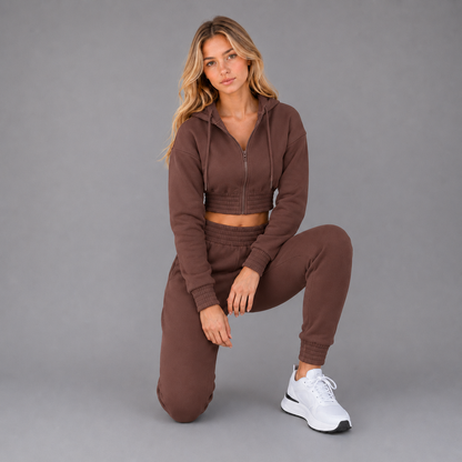 KEYNOO Women's Two Piece Sweatsuit- Chocolate