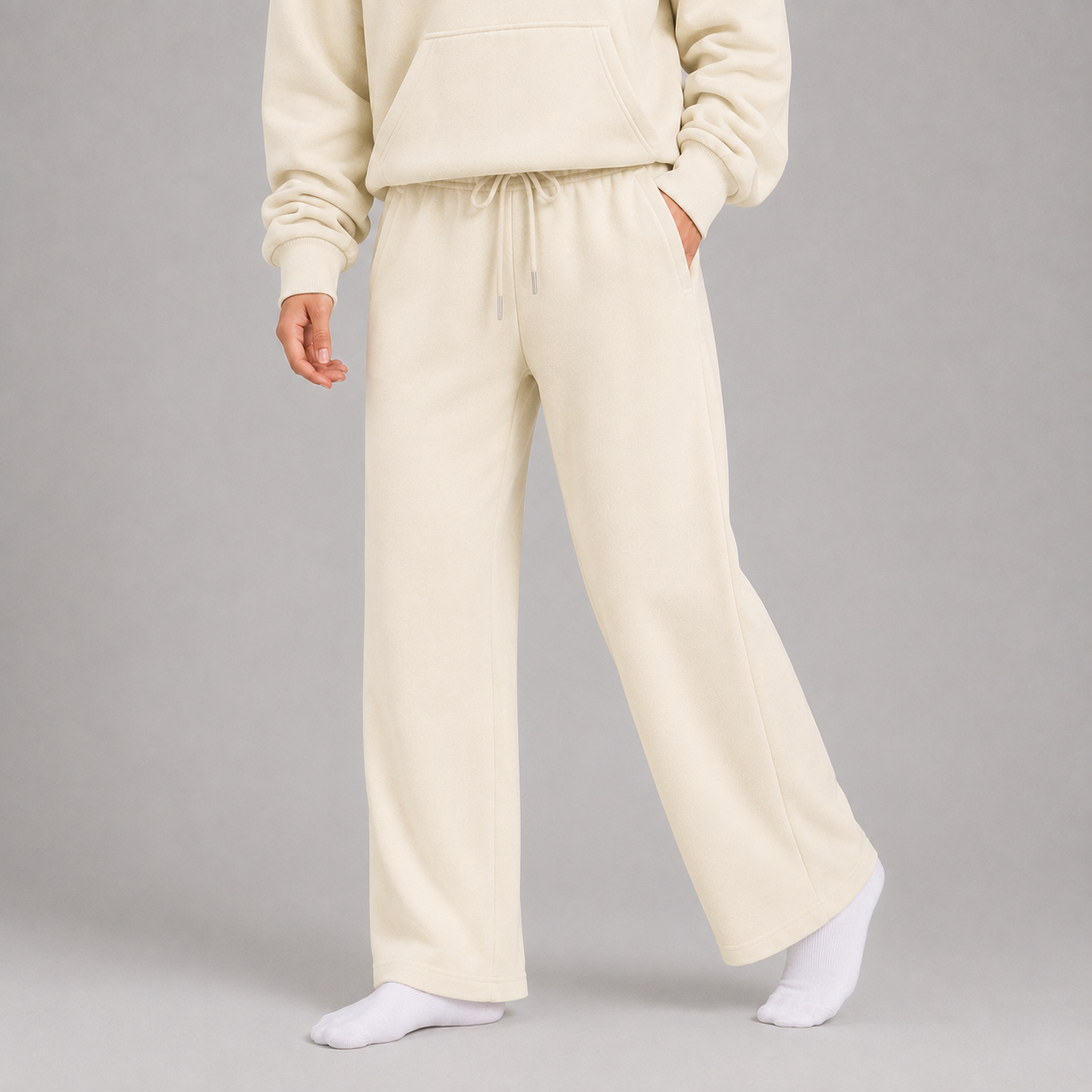 Sweatpant Open Bottom - Cream