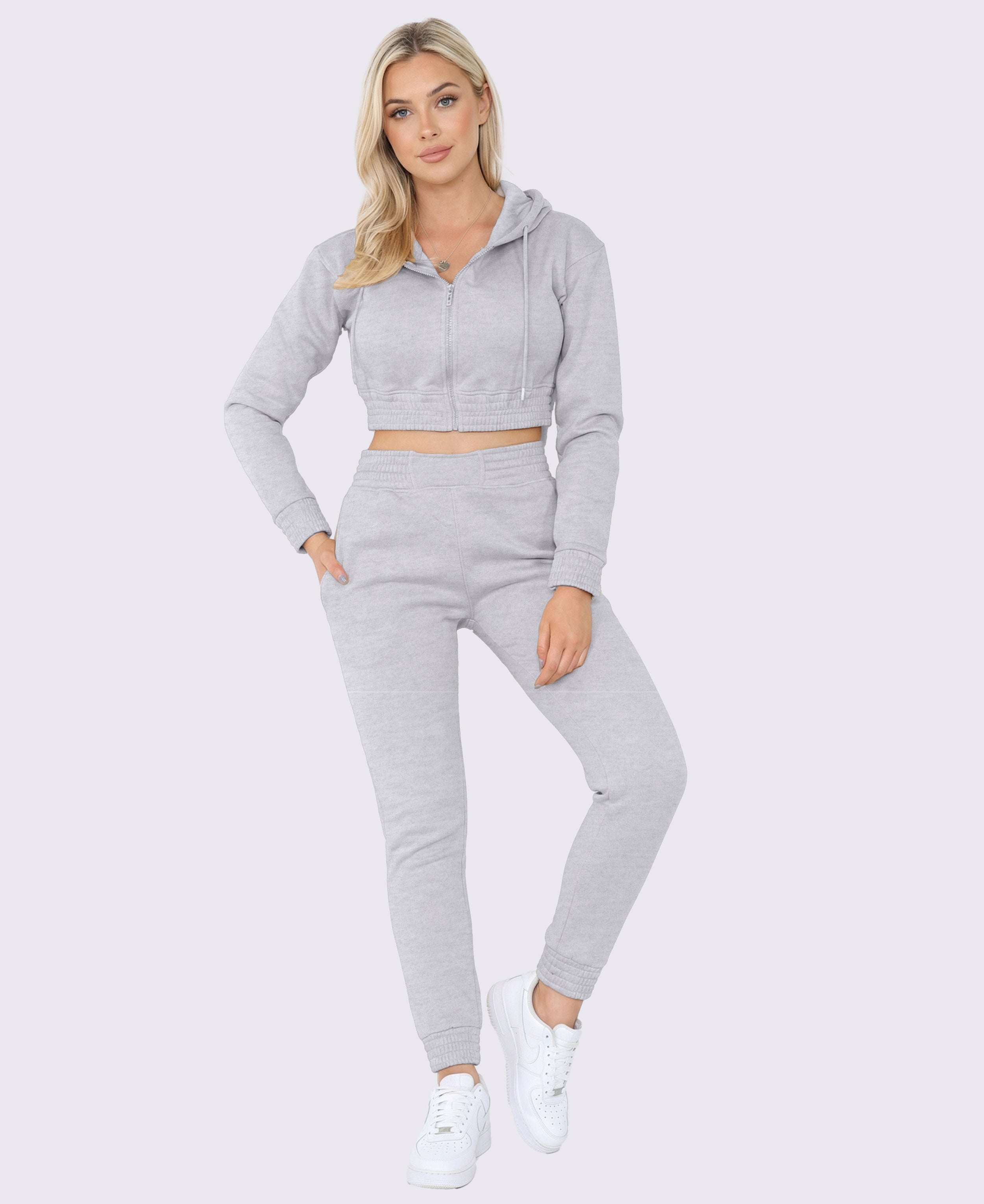 Women's Two Piece Sweatsuit - Heather Grey