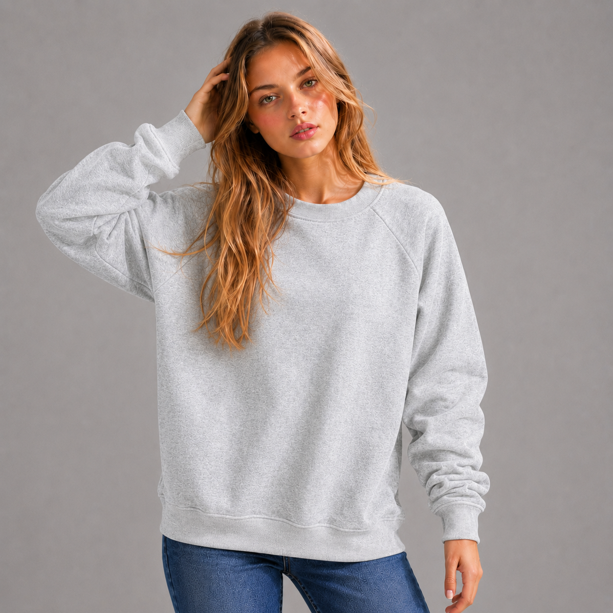KEYNOO Oversized Crewneck Sweatshirt- Heather Gray