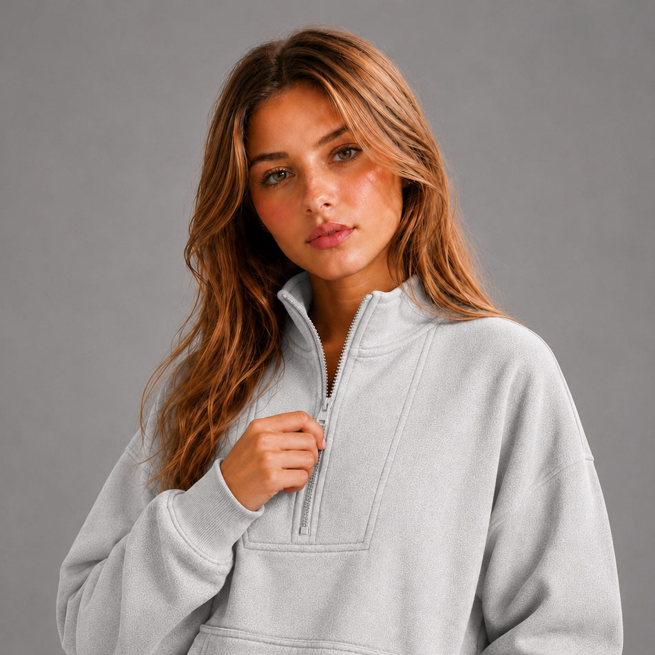 Half Zip Sweatshirt - Heather Gray