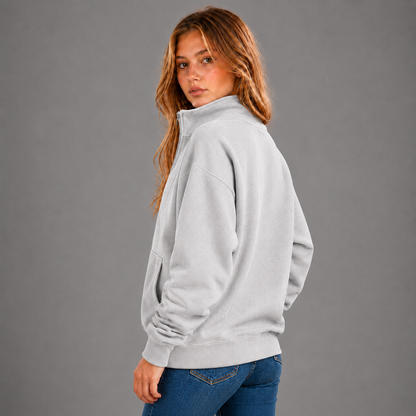 KEYNOO Oversized Half Zip Sweatshirt- Heather Gray