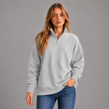 KEYNOO Oversized Quarter Zipper Sweatshirt- Heather Gray