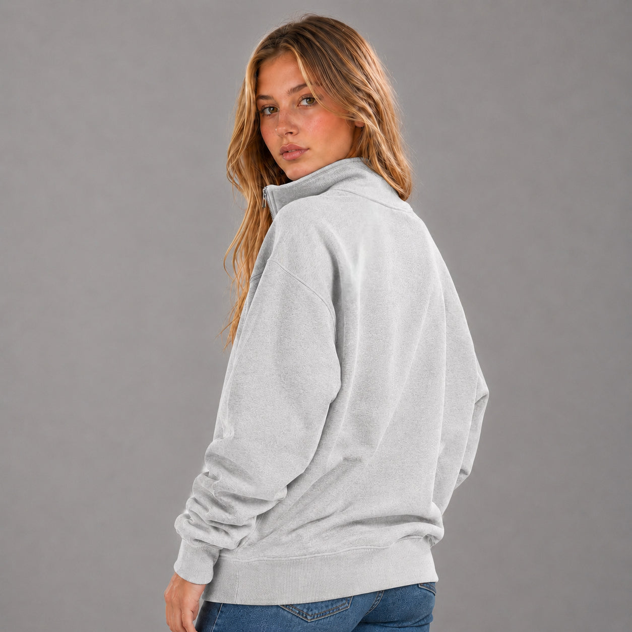 Quarter Zipper Sweatshirt - Heather Gray