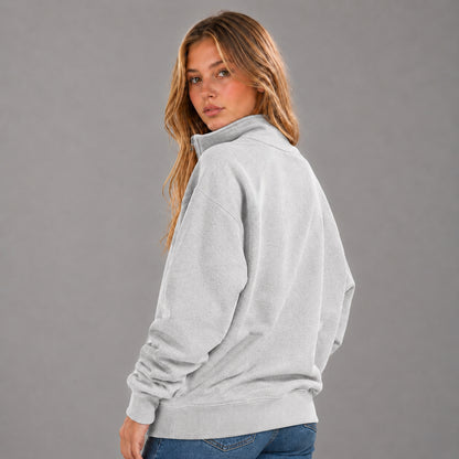 KEYNOO Oversized Quarter Zipper Sweatshirt- Heather Gray