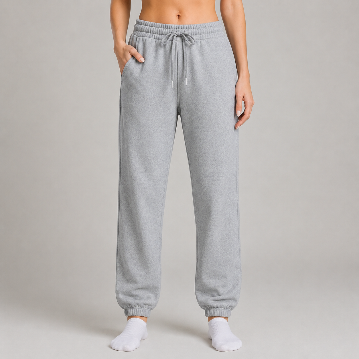 Sweatpant Elastic Bottom- Heather Grey
