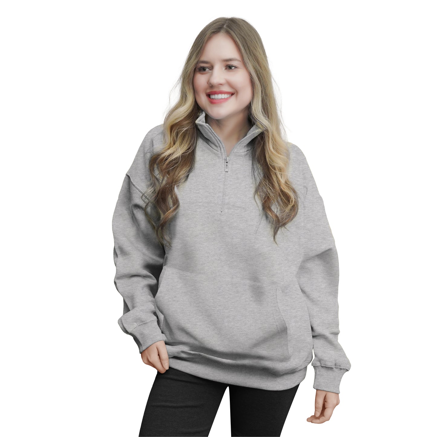 Half Zip Sweatshirts - Oatmeal