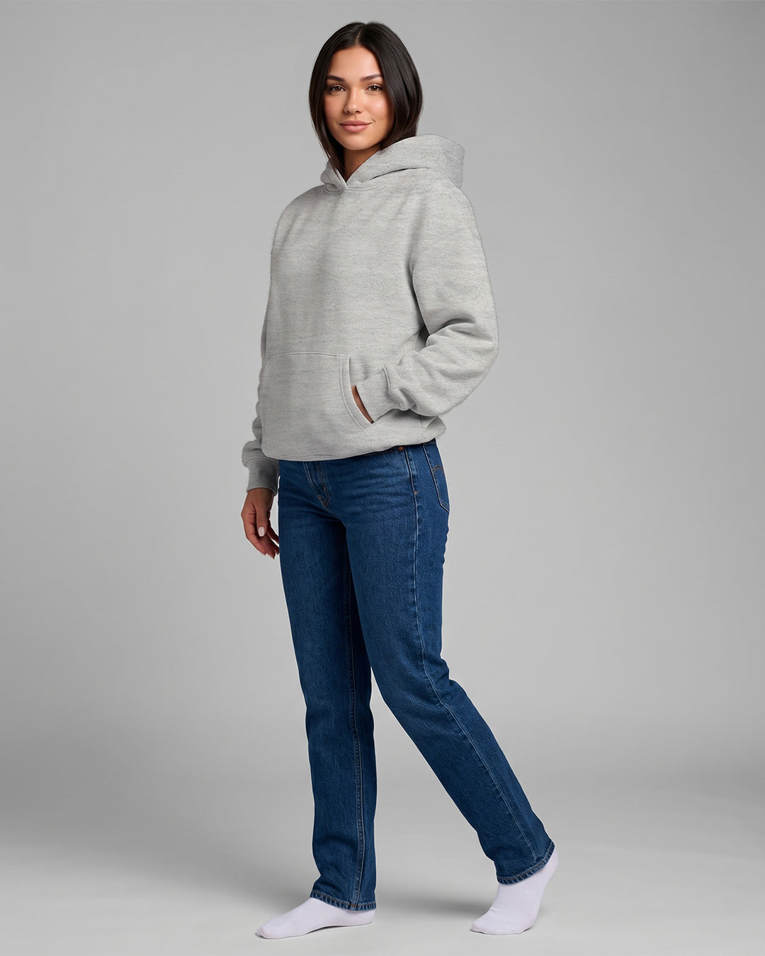 KEYNOO Oversized Pullover Hoodie – Heather Grey