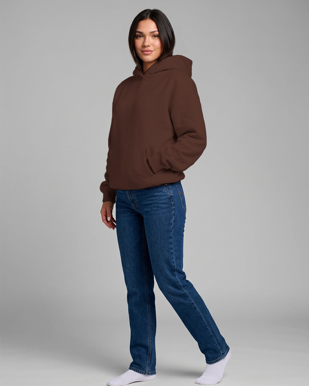KEYNOO Oversized Pullover Hoodie – Chocolate