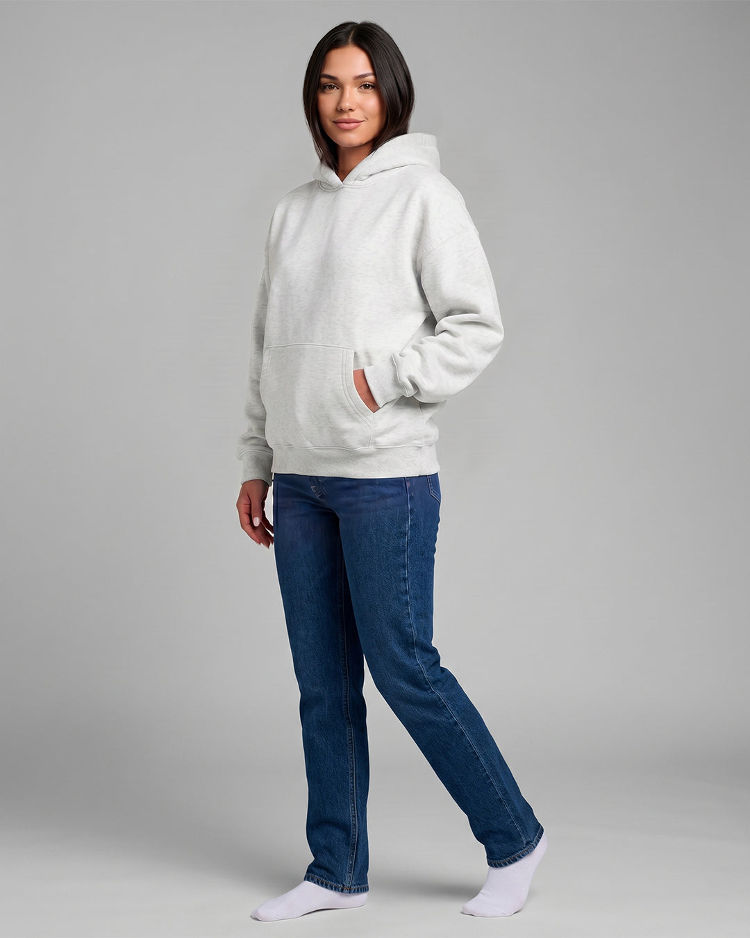 KEYNOO Oversized Pullover Hoodie – Bleached Grey