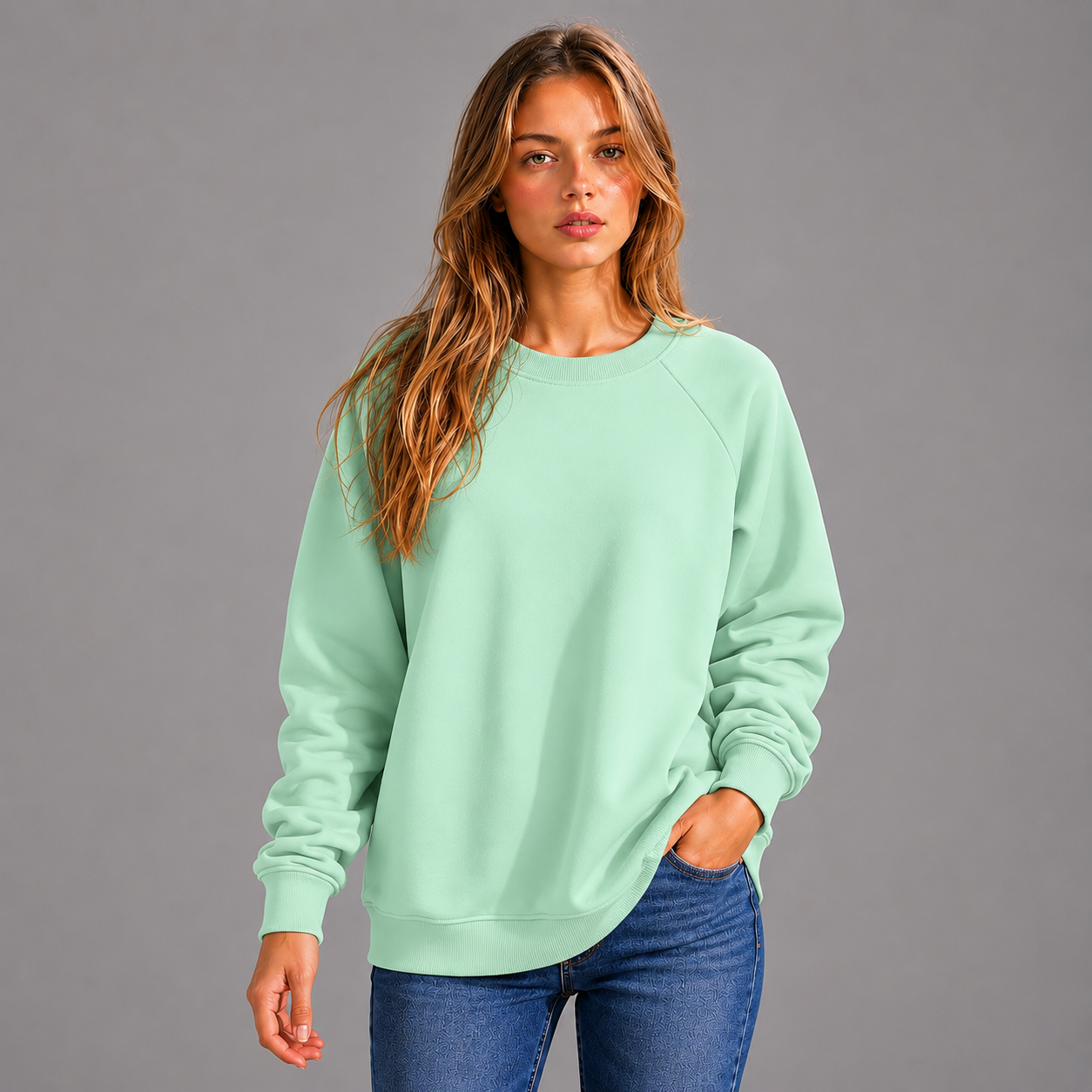 KEYNOO Oversized Crewneck Sweatshirt - Mint