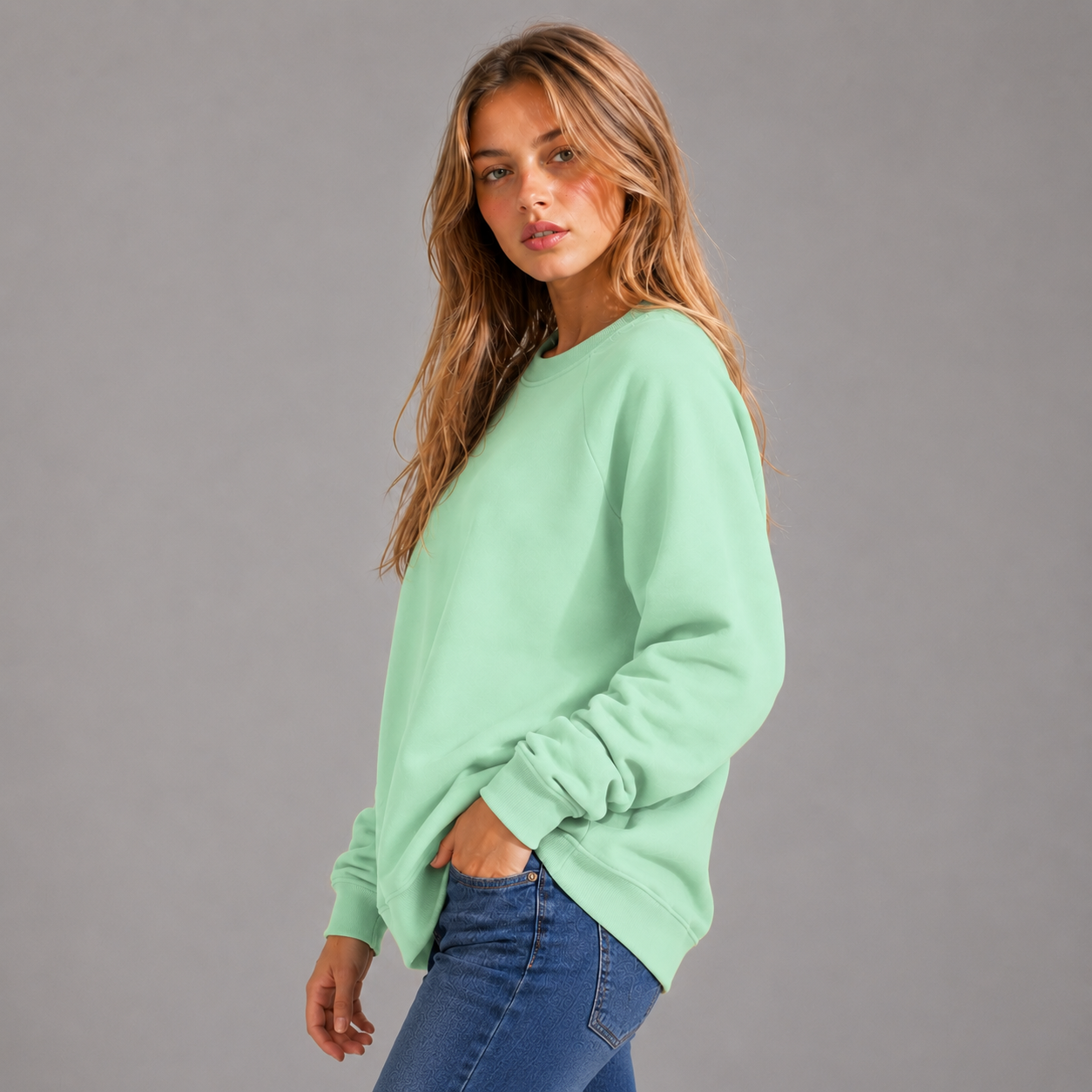 KEYNOO Oversized Crewneck Sweatshirt- Mint