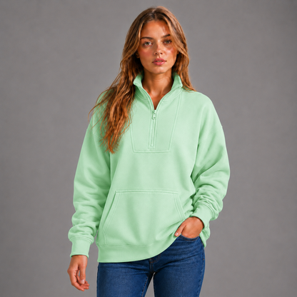 KEYNOO Oversized Half Zip Sweatshirt- Mint