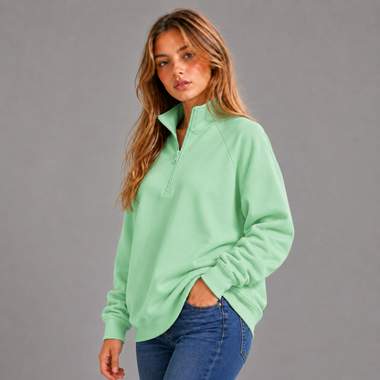 KEYNOO Oversized Quarter Zipper Sweatshirt- Mint