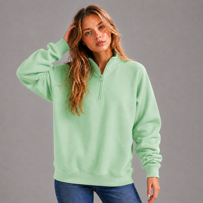 KEYNOO Oversized Quarter Zipper Sweatshirt- Mint