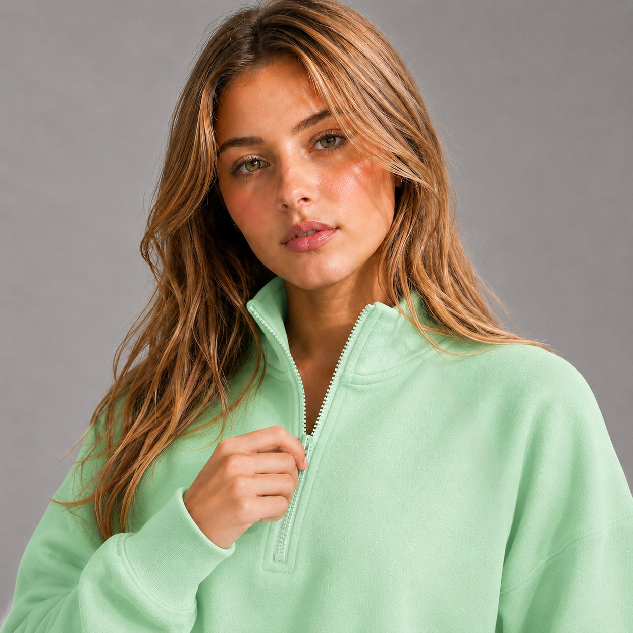 Quarter Zipper Sweatshirt - Mint