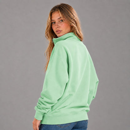 KEYNOO Oversized Quarter Zipper Sweatshirt- Mint