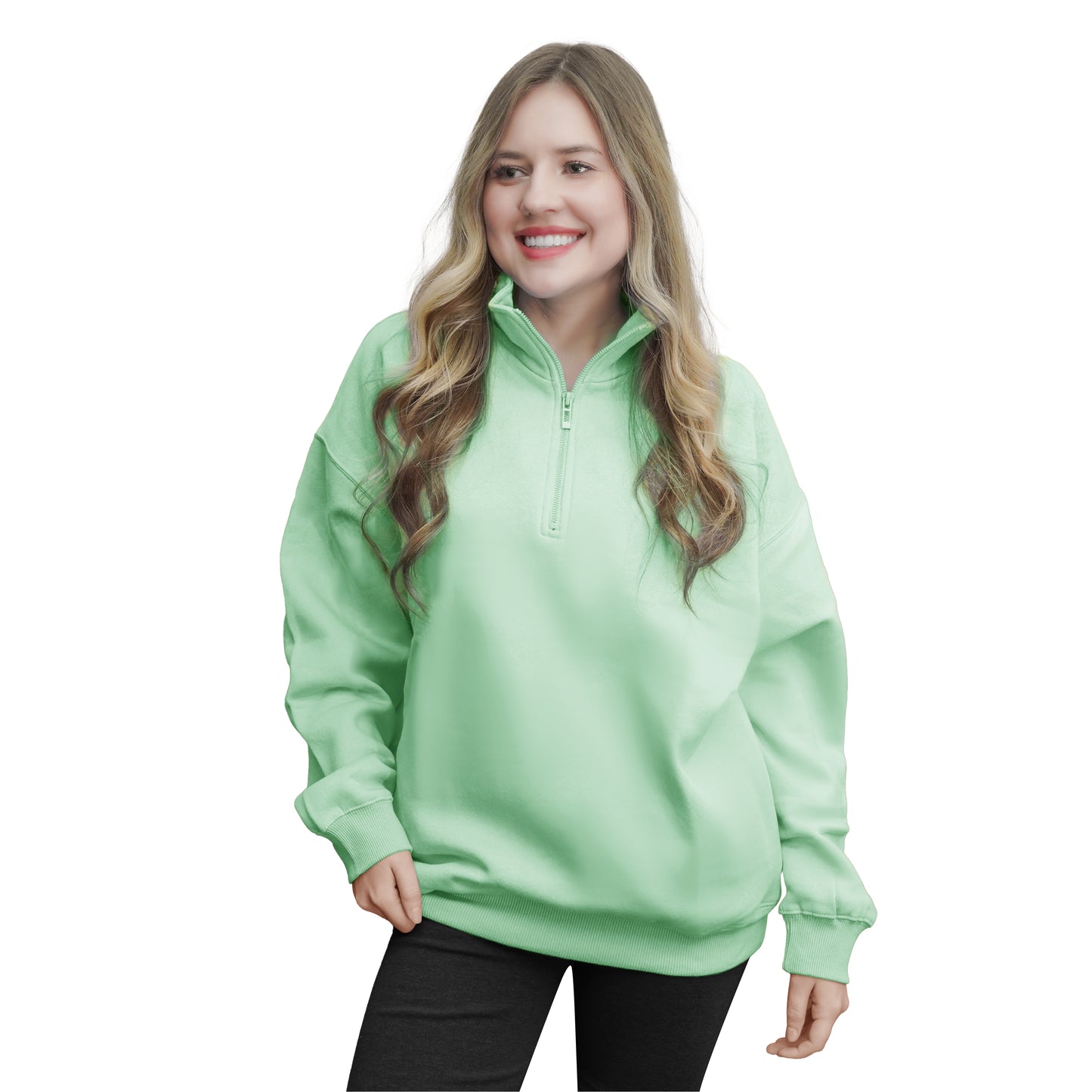 Quarter Zip SweatShirts - Bleached Grey