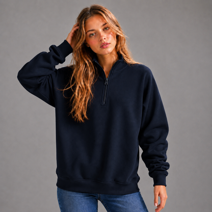 KEYNOO Oversized Quarter Zipper Sweatshirt- Navy