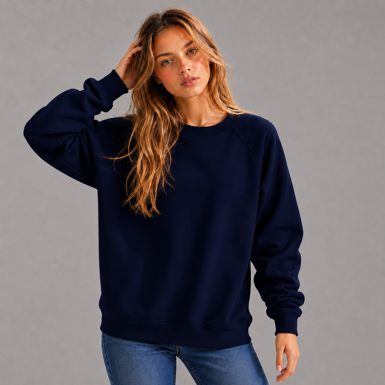 KEYNOO Oversized Crewneck Sweatshirt- Navy