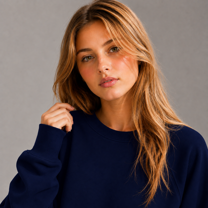 KEYNOO Oversized Crewneck Sweatshirt- Navy