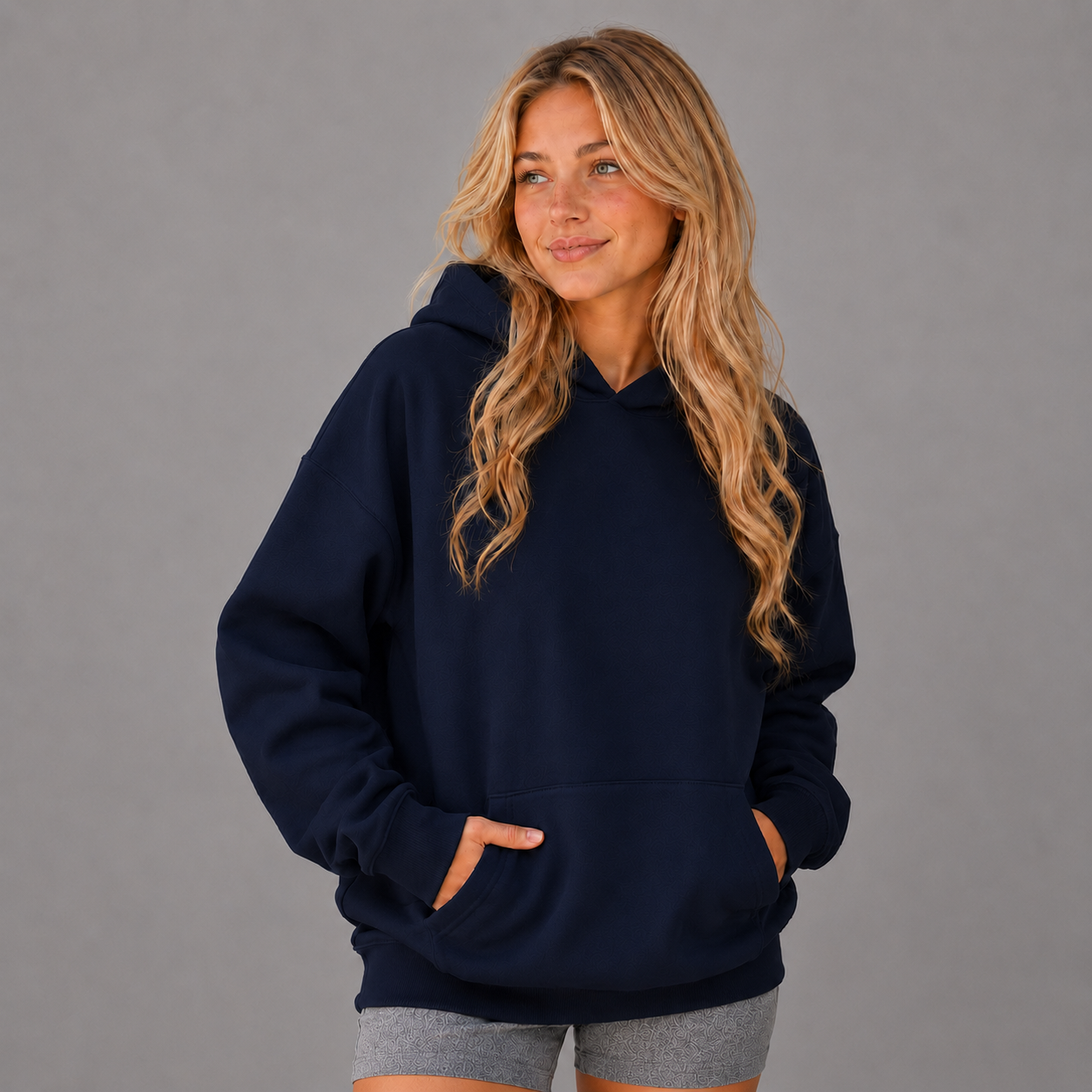 Oversized Pullover Hoodie – Navy