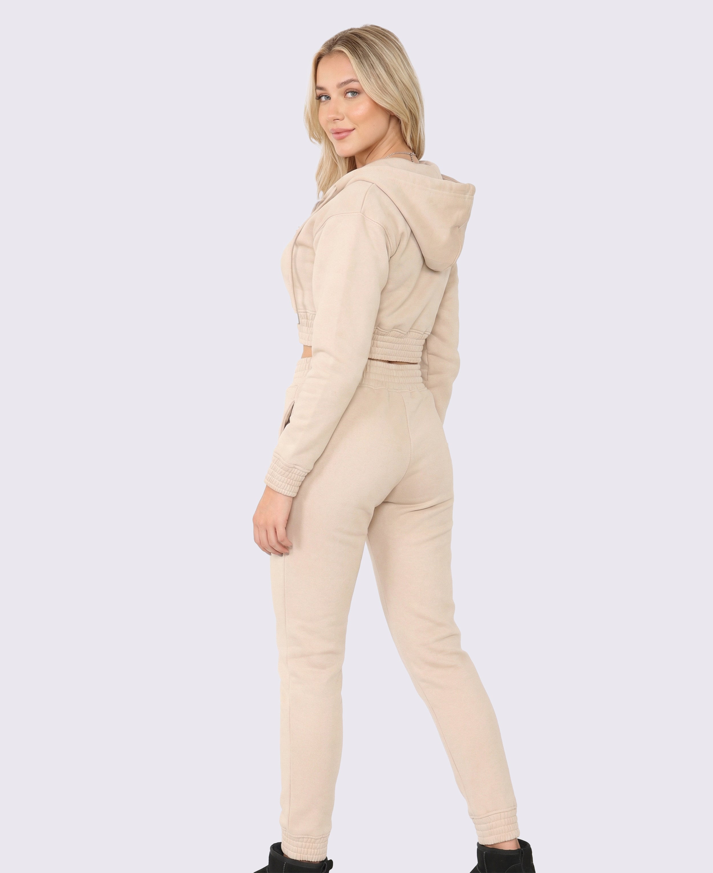 Women's Two Piece Sweatsuit - Oatmeal