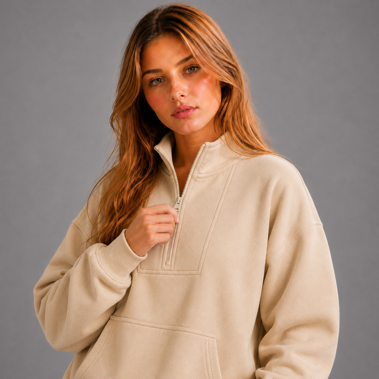 Half Zip Sweatshirt - Oatmeal