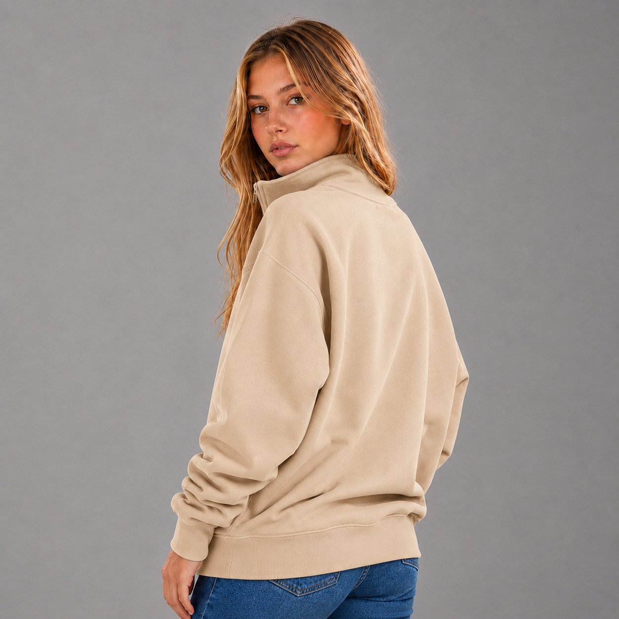 Quarter Zipper Sweatshirt - Oatmeal
