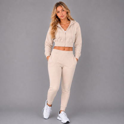 KEYNOO Women's Two Piece Sweatsuit- Oatmeal