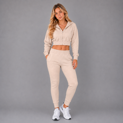 KEYNOO Women's Two Piece Sweatsuit- Oatmeal