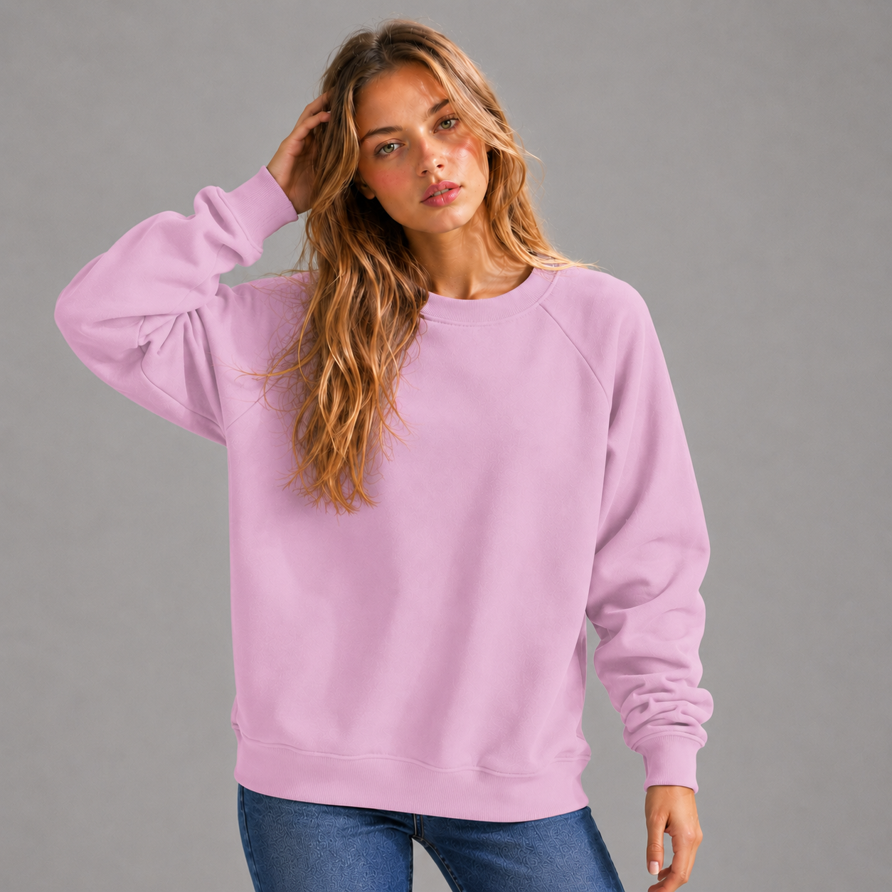 KEYNOO Oversized Crewneck Sweatshirt- Pink