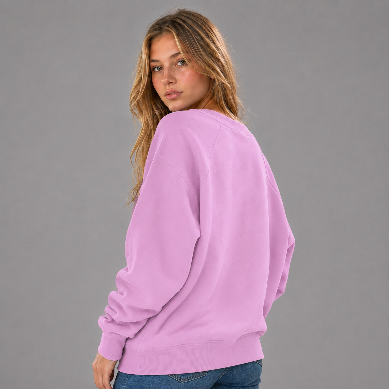 KEYNOO Oversized Crewneck Sweatshirt- Pink