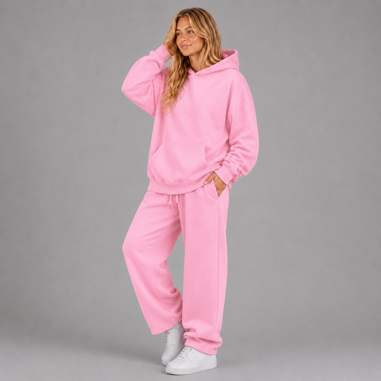 KEYNOO Oversized Pullover Hoodie – Pink