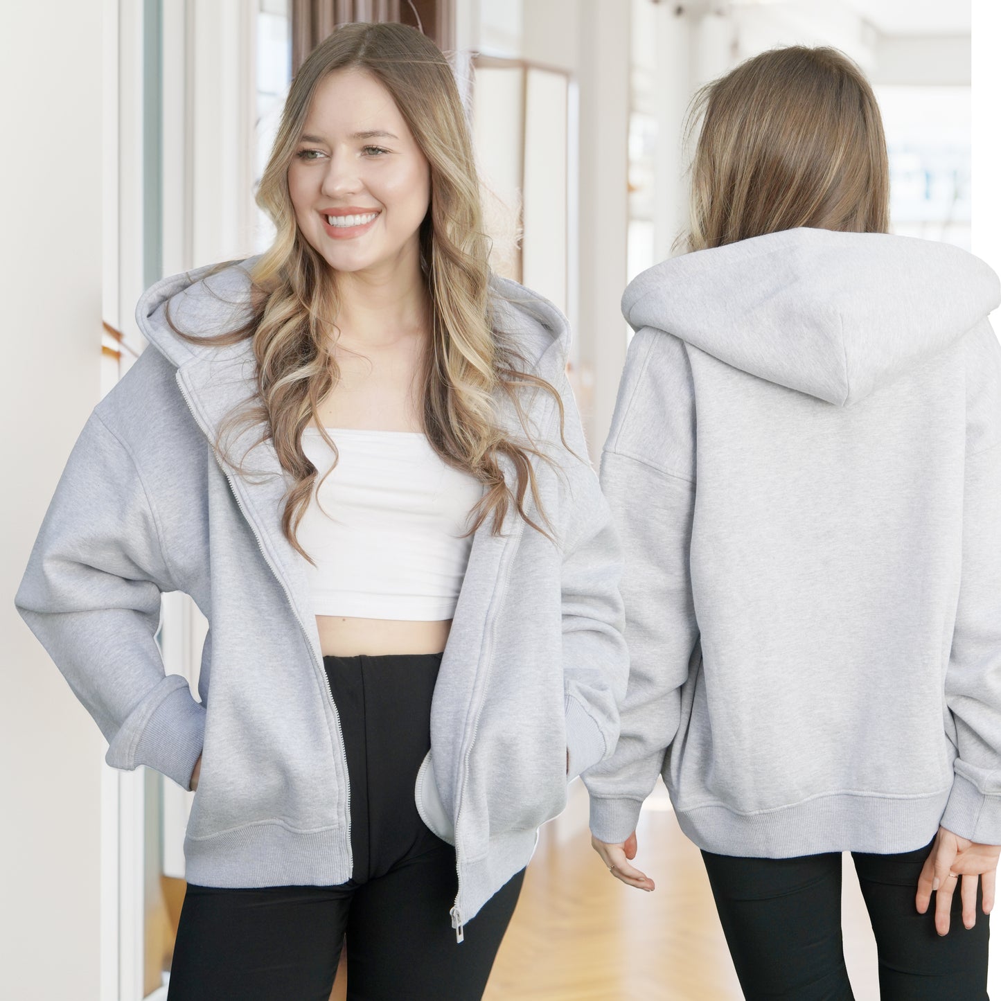 Zip Up Hoodie - Black.