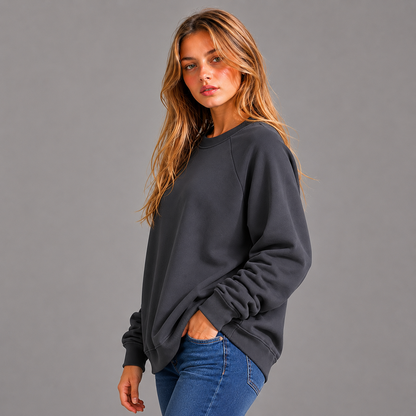 KEYNOO Oversized Crewneck Sweatshirt- Slate Gray