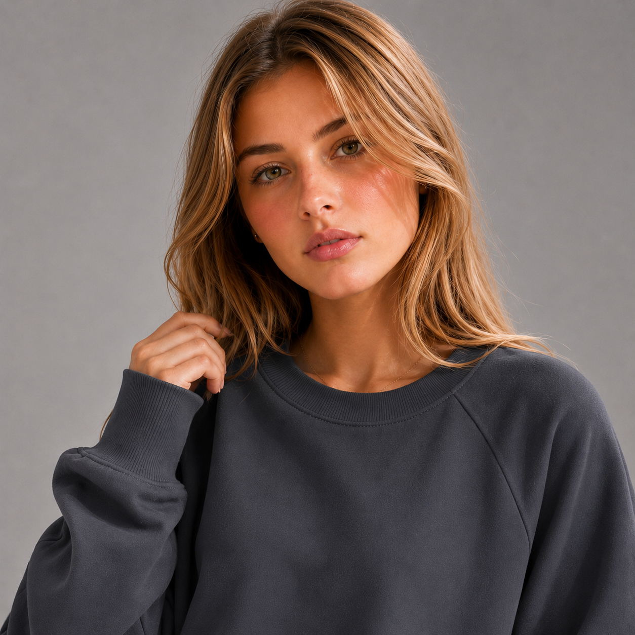 KEYNOO Oversized Crewneck Sweatshirt- Slate Gray