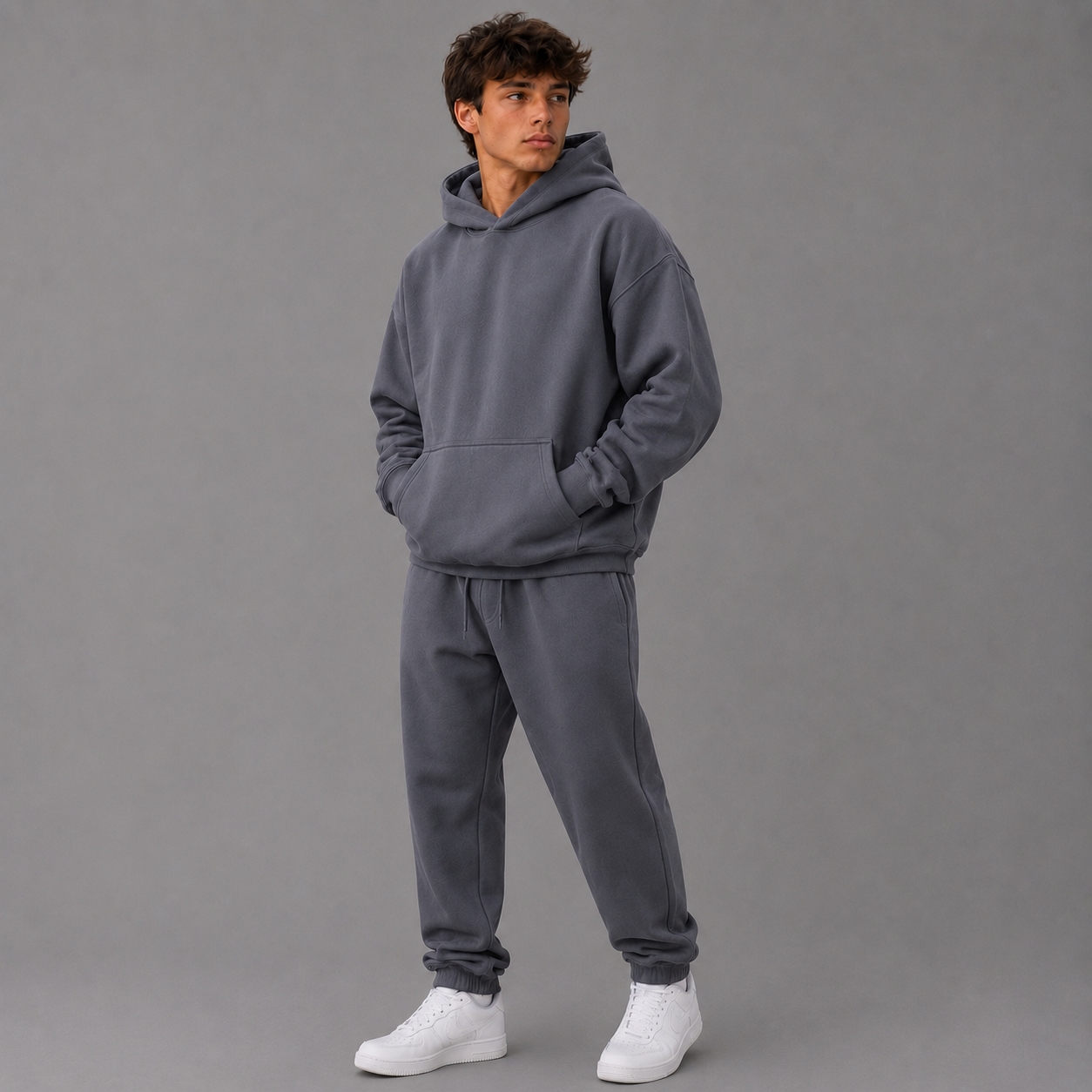 Oversized Pullover Hoodie – Slate Grey