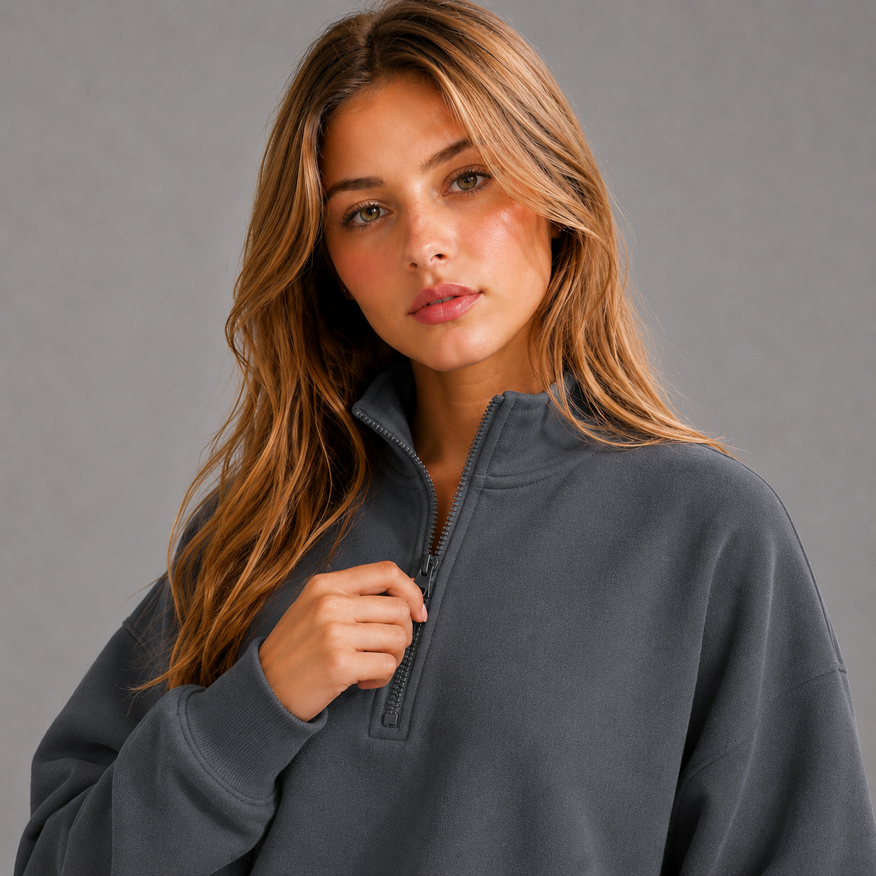 Quarter Zipper Sweatshirt - Slate Gray