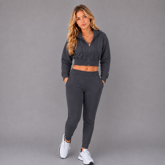 KEYNOO Women's Two Piece Sweatsuit- Slate Gray
