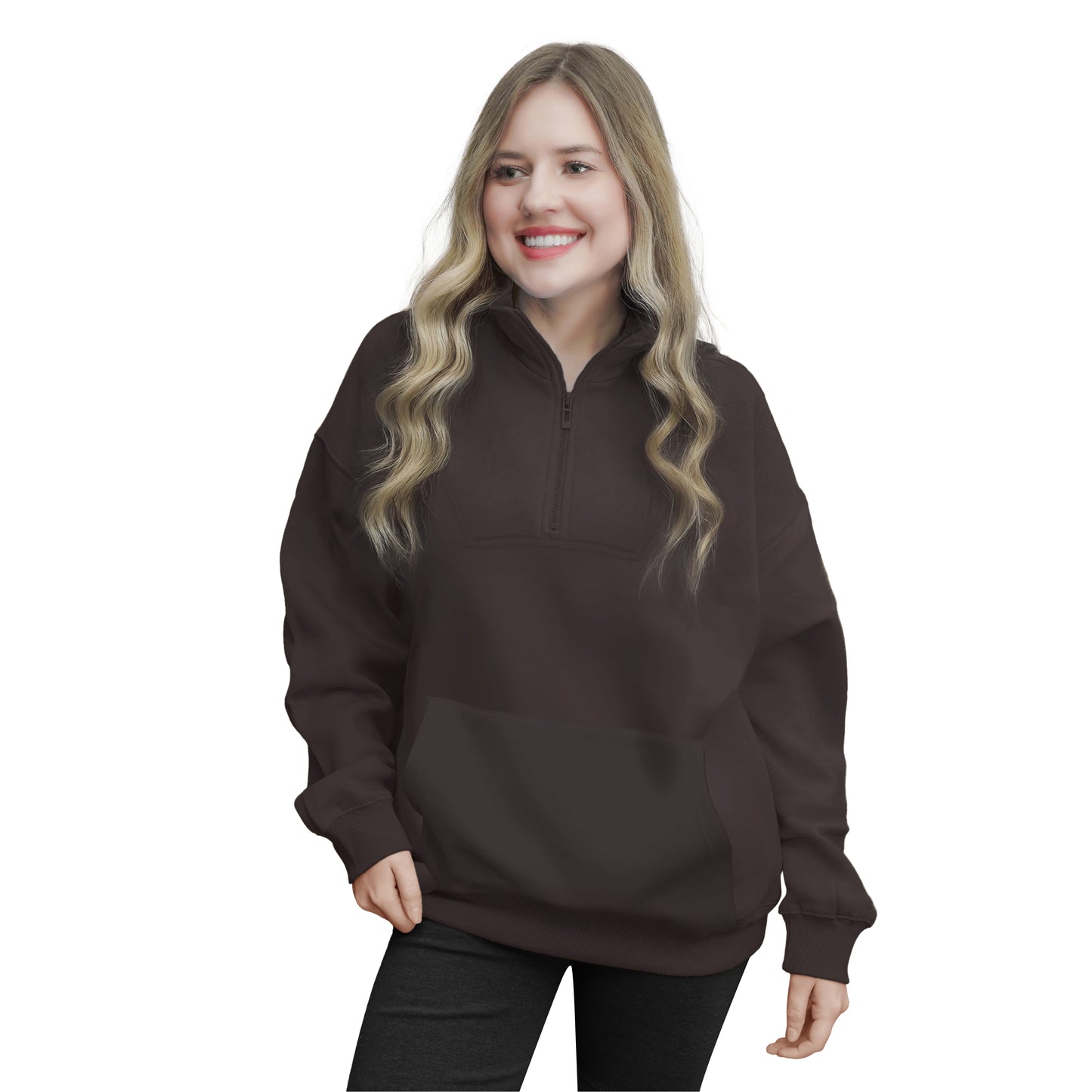 Half Zip Sweatshirts - Oatmeal