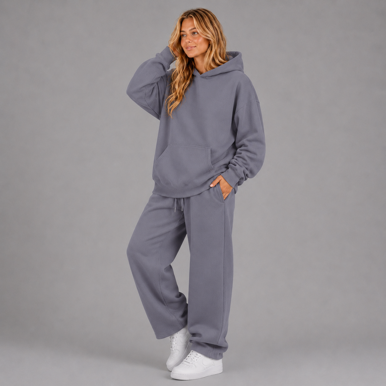 KEYNOO Oversized Pullover Hoodie – Slate Grey